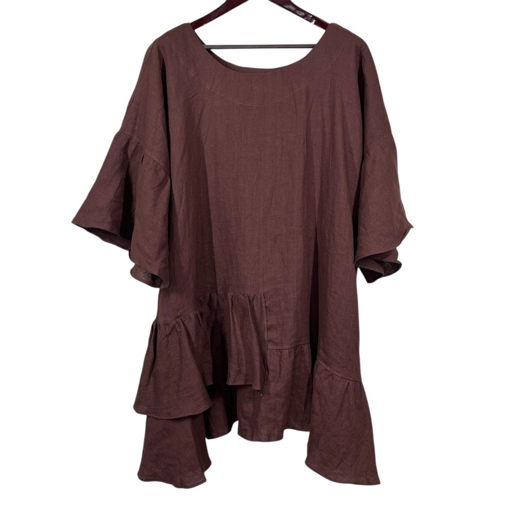 House Of Flint Tunic Dress Ruffle Hem Sleeves Oversized Slow Sustainable Fashion